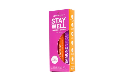 [BRSRMHTYDF6AYDQV] Spectraspray Travel Wellness Stay Well Kit - Immune Support & B12 Vitamin Oral Sprays Rapid Immunity Boost & Active Form of B12 for Recovery & Energy, Vegan & Gluten Free, 30 Day Supply per Spray