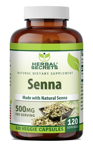 [BRSROBIFCV5G2CQZ] Herbal Secrets Senna 500 Mg (Made with Natural Senna) | Veggie Capsules Supplement | Non-GMO | Gluten-Free | Made in USA (1 Pack | 120 Count)