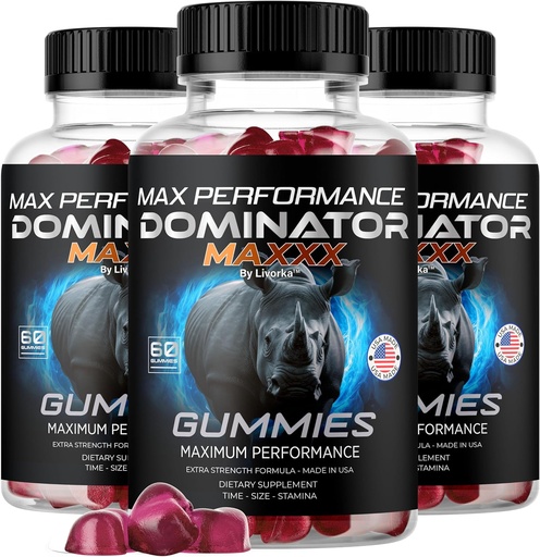 [BRSRAAL7BZYWAA3K] (3 Pack) Dominaator Maxxx Gummies for Men - Dominaator Maxx Natural Daily Nutrition Support Premium Advanced Formula Multivitamiini pillid üldise tervise ja heaolu, 180 Gummies 3 kuud