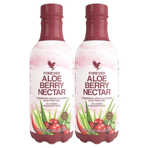 [BRSWIBIFA4BBYHLU] Завинаги Living - Aloe Berry Nectar - 90.7% Pure Aloe Vera Gel with Cranberries and Apples - No Conservatives - 1L (Pack of 2)