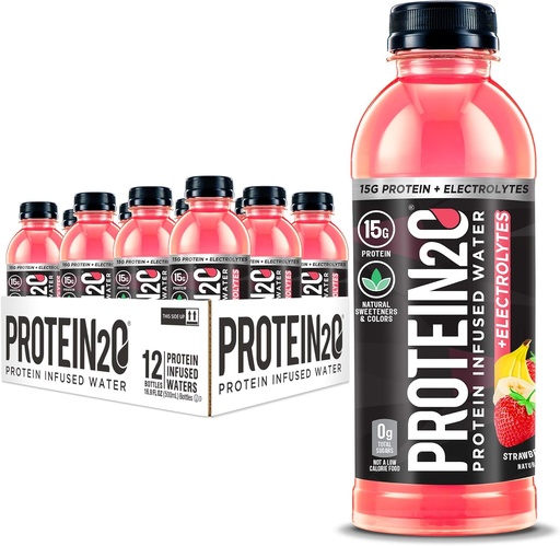 [BRSWY2YHPN4BE3DH] Protein2o + Elektrolyte, Low Calorie Protein Infused Water, 15g Whey Protein Isolate, Strawberry Banana, 16.91 fl oz (Pack mit 12)