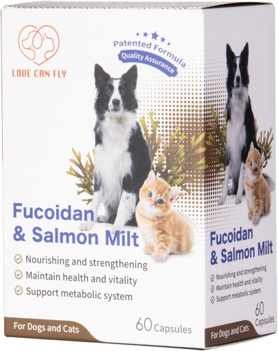 [BRSRMAAZAEPGY2Q3] Dog and Cat Immune and Blood Support Supplement - Fucoidan & Salmon Milt/Immune System Boost Revitalize and Strengthen - Nourish for Optimal Health and Vigor - 60 Capsules