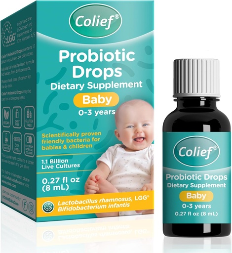 [BRSROED5AAOWOCL7] Colief Probiotic Drops Baby | 1.1 Billion Live Cultures | Lactobacillus Rhamnosus & Bifidobacterium Infantis | Suitable from Birth | Scientically Proven Friendly Bacteria | 0.27 Fl Oz