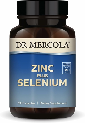 [BRSWGGIKBEIR6YDP] Dr Mercola Zinc Plus Selenium - Mineral Blend Supplement - för Immune, Brain & Respiratory Support - Innehåller Zink Glycinate Chelate & Copper - GMO-Free & Gluten-Free - 90 kapslar (90 portioner)