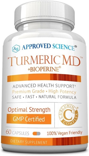 [BRSWKGY5BNYWO2AV] Approved Science Turmeric MD - with BioPerine & 95% Standardized Turmeric Curcuminoids - 60 Capsules (1 Month Supply)