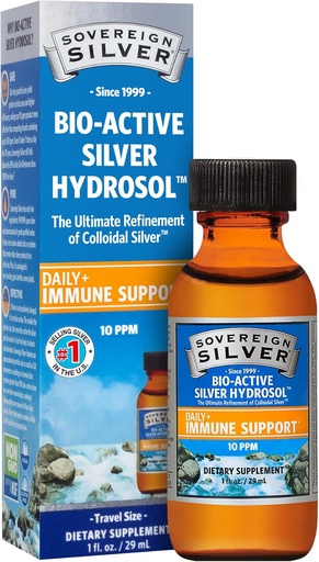[BRSWK2QTCIMR4EIZ] Sovereign Silver Immune Support - Colloidal Silver, Bio-Active Silver Hydrosol, 10 ppm, Liquid Twist Top, Travel Size, 1 Fl Oz, (29 mL)