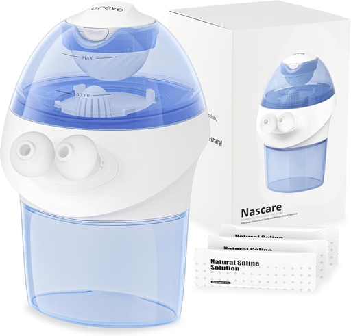[BRSRAGLYCEMBO3IV] opove Nasal Irrigation System, Sinus Rinse Kit with 1 Nose Cleaner & 15 Salt Packets, Self-Cleaning & Automatic Waste Collection, Rechargeable Sinus Rinse Bottle for Relieving Nasal Discomfort