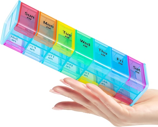 [BRSRMBIQOIHGCYLG] Ekstra Stor Pill Organizer, 2 gange en dag Stor Ugentlig Medicin Organizer, Pill Box 7 Dag Am Pm at holde daglige fiskeolier, Vitaminer, Kosttilskud, Jumbo Pill Container med Big BPA Free Pill Holder