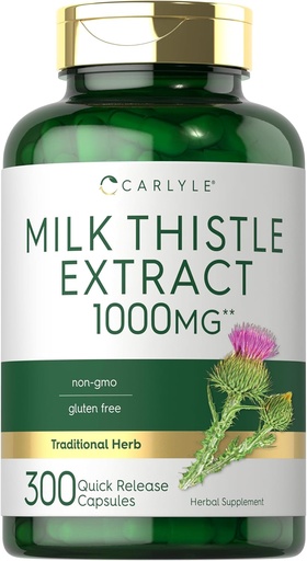 [BRSW2GL5A4OWEELH] Carlyle Milk Thistle 1000mg Silencio 300 cápsulas ← Non-GMO, Gluten Free Extract