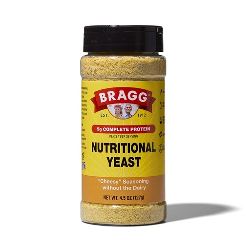 [BRSWIHICOMABKFTC] Bragg Nutritional Yeast Seasoning - 4.5 oz - Dairy-Free Parmesan Cheese Substitute - Perfect for Salads, Pastas, Vegetables, and More