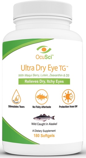 [BRSWIG33DIOGOH36] Formulado para ayudar a aliviar la sequedad, los ojos picantes - 1700mg Triglyceride Omega-3 + EPA & DHA, Lutein,Zeaxanthin, B12, D3-60 Servings (Ultra Dry Eye, UDETG - 2 Mes)