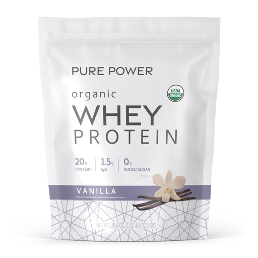 [BRSW2ZYRBABA2YIU] Dr. Mercola Pure Power Organic Whey Protein - 20 g Protein - Supports Muscle Growth & Energy - Grass-Fed Whey Concentrate - 15 Servings (20.60 oz) - Vanilla
