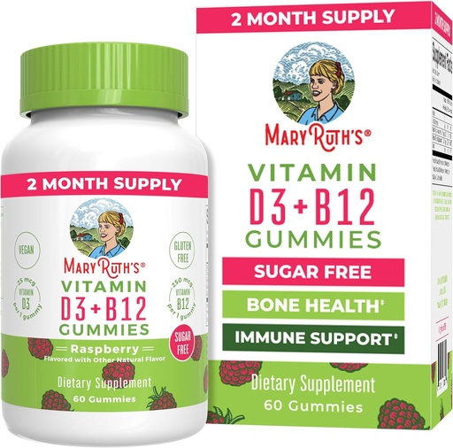 [BRSWGGI3CECAG3DO] MaryRuth Organics Sugar Free | 2 חודשים אספקת ויטמין D & B12 תוספי ויטמינים למבוגרים ולילדים | בריאות העצם | תמיכה בשומן