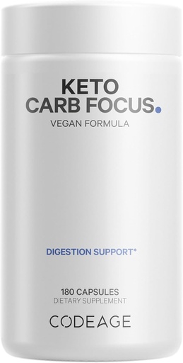 [BRSWGEAEBAJRU2DJ] Codeage Keto Carb, White Kidney Bean, Green Tea & Cinnamon Bark Supplement, Triple Action Keto Cheat Vegan Pills, Ketogenic, Low Carb Diet Sugar, 3 개월 공급, Non-GMO, Gluten-Free, 180 캡슐