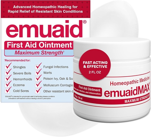 [BRSWKYDRAYBBW23C] emuaid EMUAIDMAX Ointment for Itchy Skin, Maximum Strength Treatment for Athlete's Foot, Psoriasis, Jock Itch, Rash, Eczema, Cold Sores, Blisters, and Yeast Infection 2oz