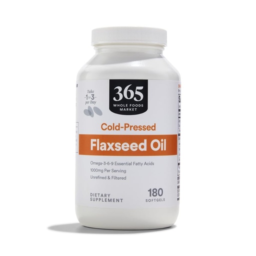 [BRSWGZQCBF7QAYDV] 365 by Whole Foods Market, Flax Seed Oil, 180 Count