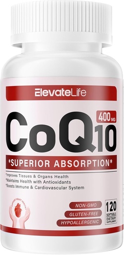 [BRSRAZI7B4NGOGQ3] CoQ10-400mg-Softgels配有PQQ,BioPerine & Omega-3,Coenzyme Q10(Ubiquinone) 高吸附剂,强抗氧化剂,支持心脏和能量生产,120种服务品的补编
