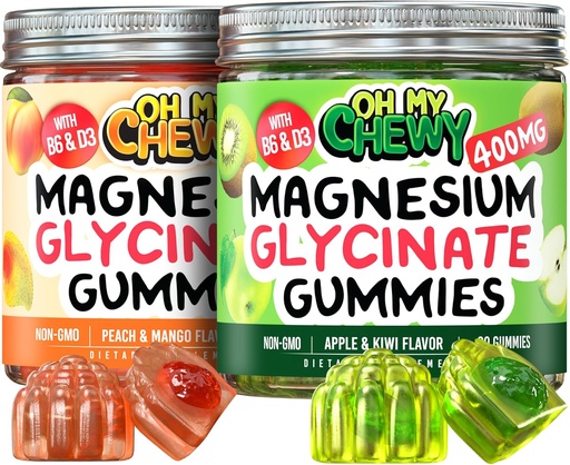 [BRSRAZILDN4A4EYV] Magnesium Gummies Bundle – 2 Botellas (60 Cada uno) – Apple Kiwi & Peach Mango