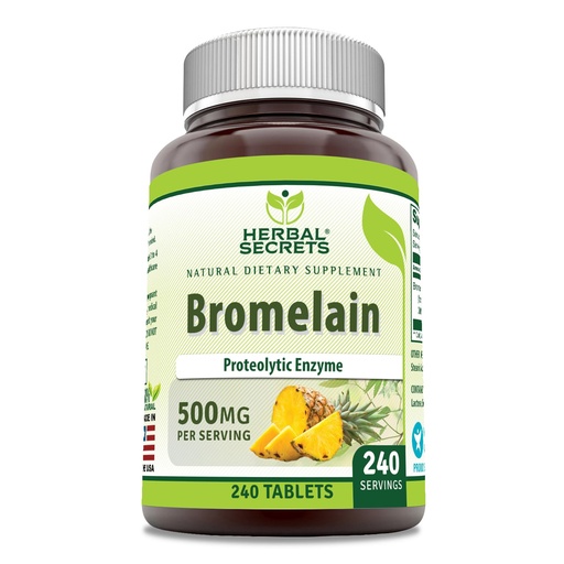 [BRSROFA7DFYQMH3X] Herbal Secrets Bromelain Supplement 500 Mg Tablets Supplement | Non-GMO | Gluten Free | Made in USA (240 Count)