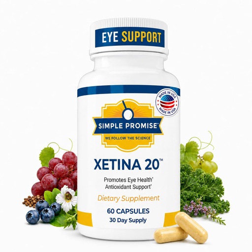 [BRSRAZQZAAPWKGTG] Simple Promise - Xetina 20™ Lutein and Zeaxanthin Supplements - Essential Support for Eye Health with Vitamins E, Eyebright, Zinc, Grape Seed Extract, Rutin & Bilberry - 60 Capsules