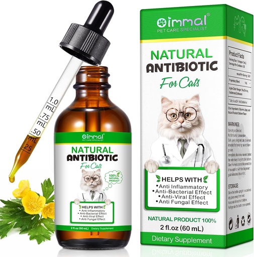 [BRSRAEABA5YBQ3YZ] Antibiotics for Cats, Premium Cat Antibiotics Supplemen, Natural Antibiotic for Cats, Pet Supplements, Cat Antibiotics Supports Immune & Cats Allergy Relief, Cats Multivitamin - 2 Fl Oz / 60ML