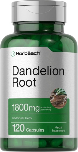 [BRSROGL4O4NA2CDX] Horbäach Dandelion Korzeń Suplement 1800mg 124; 120 Kapsułki 124; Non- GMO, Gluten Free