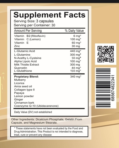 [BRSRMGIZB56GMCDX] VITAMISAN Glutathione Liposomal, NAC, Milk Thistle, Collagen, Total, 90 Capsules, Made in USA, Fresh