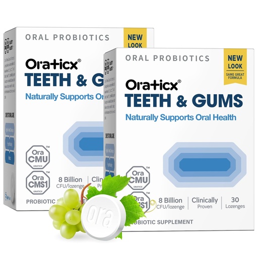[BRSRAYATOB5QK3LU] OraTicx Teeth & Gums Oral Probiotics, 8 Billion CFU - Naturally Supports Oral Health, Fresh Breath, and Immunity, Dental Probiotic Supplement, Grape Flavor 30 Lozenges 2-Pack