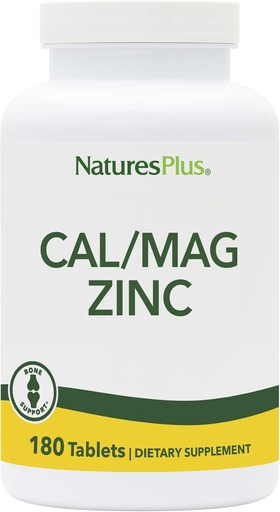 [BRSWIYTYO4HQO2QZ] NaturesPlus Cal/Mag/Zinc - 1,000 mg Calcium, 500 mg Magnesium, 75 mg Zinc - 180 Vegetarian Tablets - Multi Mineral Supplement, Supports Bone, Heart & Immune Health - Gluten-Free - 45 Servings