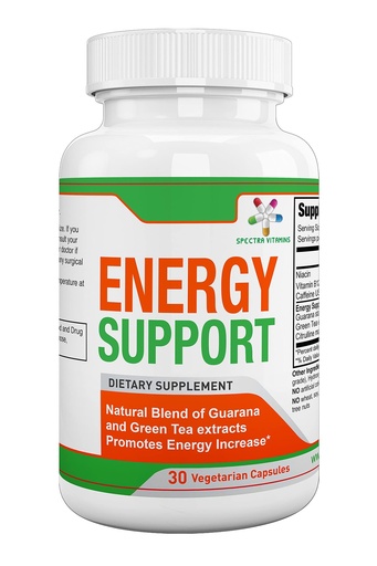 [BRSWGHY7BZ5BYF3F] Spectra Vitamins Natural Energy Support 30 Capsules - Guarana Capsules - Vitamin B12 - Guarana and Green Tea Extracts - Citrulline Energy Supplements with Natural Energy Booster
