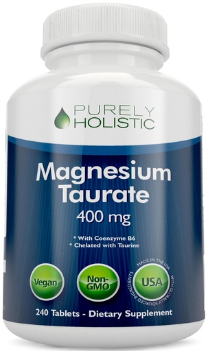 [BRSWYYI6BYFGAFLO] Magnesium Taurate 400MG Elemental Magnesium Per Serving | 4 Month Supply | Heart Health & Nervous System Support | High Absorption Mag Taurate Complex with Vitamin B6 | Vegan & Non-GMO | 240 Ct