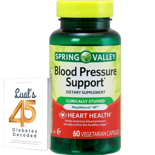 [BRSRMBQRDICWE33F] Spring Valley Blood Pressure Support, 60 Capsules. includes | from A to Zinc with LUAL|