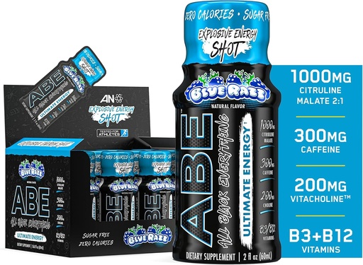 [BRSROBL2BB6WAHTF] All Black Everything Energy Shots | 12 Pack | 300mg Caffeine | Blue Razz | Zero Sugar | Energy Focus Supplement | Nootropic Blend for Gym or Work