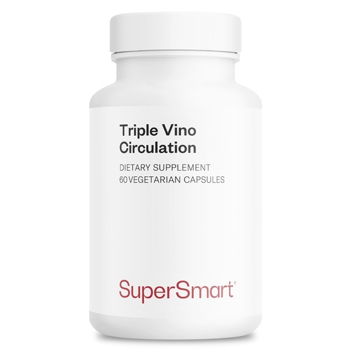 [BRSRA2YCA5YRUH3B] Supersmart Triple Vino Circulation (High Potency) - 3-in-1 Formula - Red Vine Leaf Extract - with Grape Seed & Marc | Vegan & Gluten Free - 60 Veg Capsules