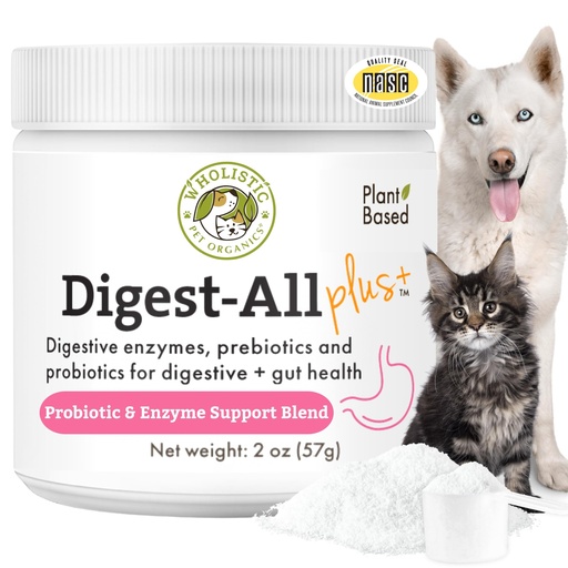 [BRSWIG36AYAQC23O] Wholistic Pet Organics Daily Cat & Dog Probiotics for Digestive Health, Anti Diarrhea & Gut Support - Probiotics for Dogs with Digestive Enzymes & Prebiotic Fiber - Cat Probiotic - 2 Oz - 57 Scoops