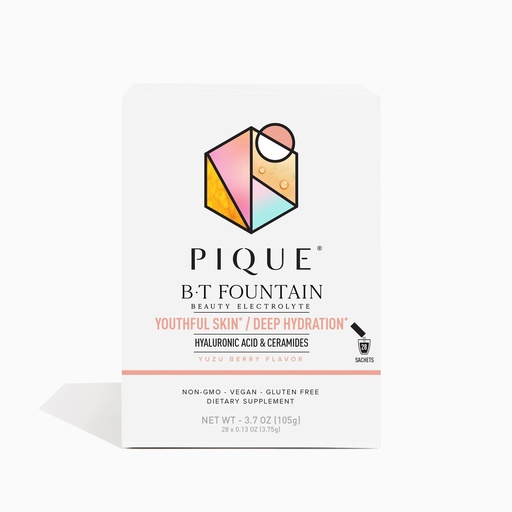 [BRSW2BD3OUMB4C3B] PIQUE BT Fountain Beauty Electrolyte Powder - Hydration Powder Packets with Hyaluronic Acid, Ceramides, Magnesium for Hydrated, Elastic Skin - No Added Sugar - 28 Single Serve Sticks (Pack of 1)