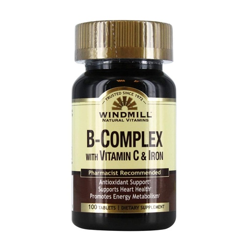 [BRSWIYYLBACGMFL6] Windmill B-Complex Tablets with Vitamin C and Iron Supplement - 100 Ea