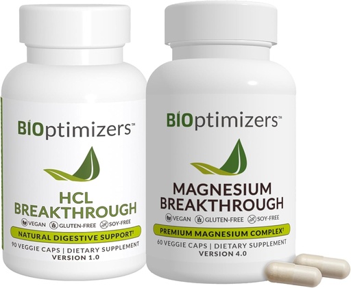 [BRSRMZYPCFYAEELA] BiOptimizatoare - Breakthrough magneziu (60 capsule) şi HCL Breakthhrough (90 capsule) Supliment Bundle