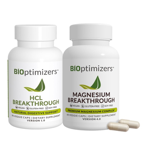 [BRSRMZYPCFYAEELA] BiOptimizers - Magnesium Breakthrough (60 Capsules) and HCL Breakthrough (90 Capsules) Supplement Bundle