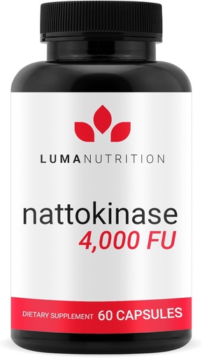 [BRSROGITB56ROALA] Luma Nutrition Nattokinase Suplemento - Natto 4000 FU por servizo, Premium Heart Health Support - Vegan & Gluten Free - 60 cápsulas - feito en Estados Unidos