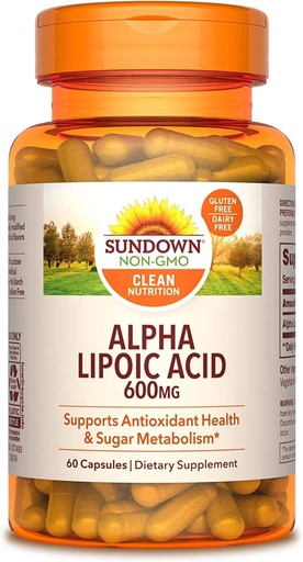 [BRSWGYI7O57BMAL6] Sundown Naturals Super Alpha Lipoic Acid 600 mg Capsules