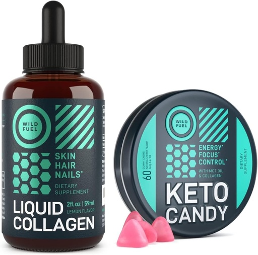 [BRSW2CYQDMNQAF3J] WILD FUEL Liquid Collagen and Keto Candy Beauty and Fitness Bundle
