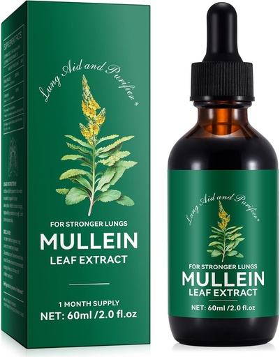 [BRSRAZD7OQHAMEY4] Generic Mullein Leaf Extract - Lung Aid & Purifier - Respiratory Support & Gentle Lung Cleanse - Healthy Breathing - Natural & Safe - Fast Absorption - Vegetarian - 60ml, 1 Month Supply