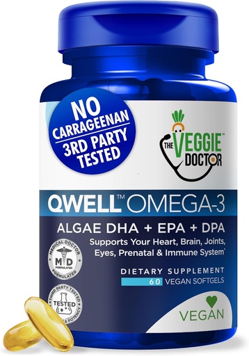[BRSWKZD5CACQCYLA] Vegan Omega 3 Supplement – Algae Omega 3 with DHA EPA DPA – Vegan Capsules from Algal – Fish Oil Alternative – Plant-Based Algae Oil Formula – Non-GMO, Carrageenan-Free, High Strength