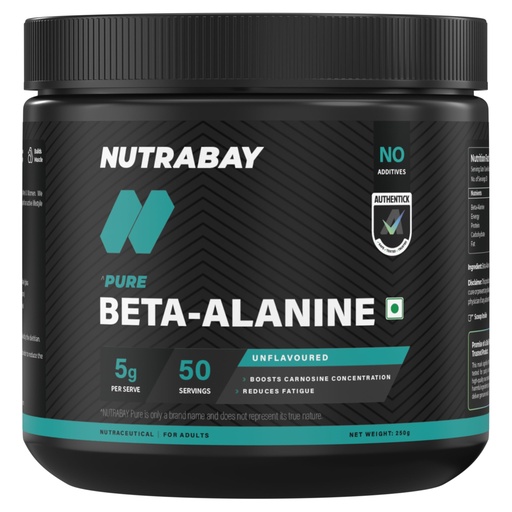 [BRSWGBLQOZYGOHTK] Nutrabay Pure 100% Beta Alanine - Unflavoured, 250g