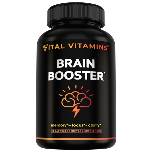 [BRSWGAAZO56QKCLZ] Vital Vitamins Brain Supplements with Bacopa Monnieri - for Memory and Focus – Nootropic Brain Booster - Caffeine-Free Support for Adults & Seniors – Non-GMO, 30-Day Supply, 30 Capsules