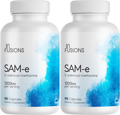 [BRSRAFI7OZYWMG35] Infuzii Concentraţie maximă Pure SAM- e 1200 mg 90 Capsule vegetale (S- adensoil- metionină) (2)