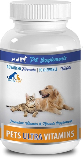 [BRSWGGT5DIFQODTG] cat Immune System Support - Ultra Vitamins for Pets - Dogs and Cats - Powerful Minerals - cat Calcium Supplement - 1 Bottle (90 Chews)