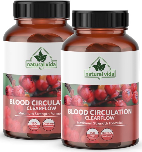 [BRSROBT2CEIGEFAV] Blood Circulation 600mg Supplement - 300 Capsules - with Hawthorne, Ginger, Horse Chestnut, Butchers Broom, Cayenne, Diosmin