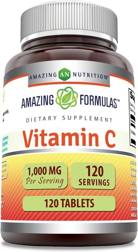 [BRSWG2YDOQJQ4FLJ] Amazonės formulės Vitaminas C 1000 Mg ® 124; Tablečių papildymas - 124; Non-GMO ® 124; Nemokamas glitimas - 124; Pagaminta JAV (1 Pack ® 124; 120 Count)
